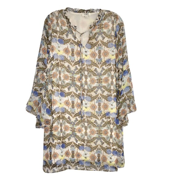 Umgee Boho Floral Mini Dress With Bell Sleeves Size Small - Picture 1 of 8